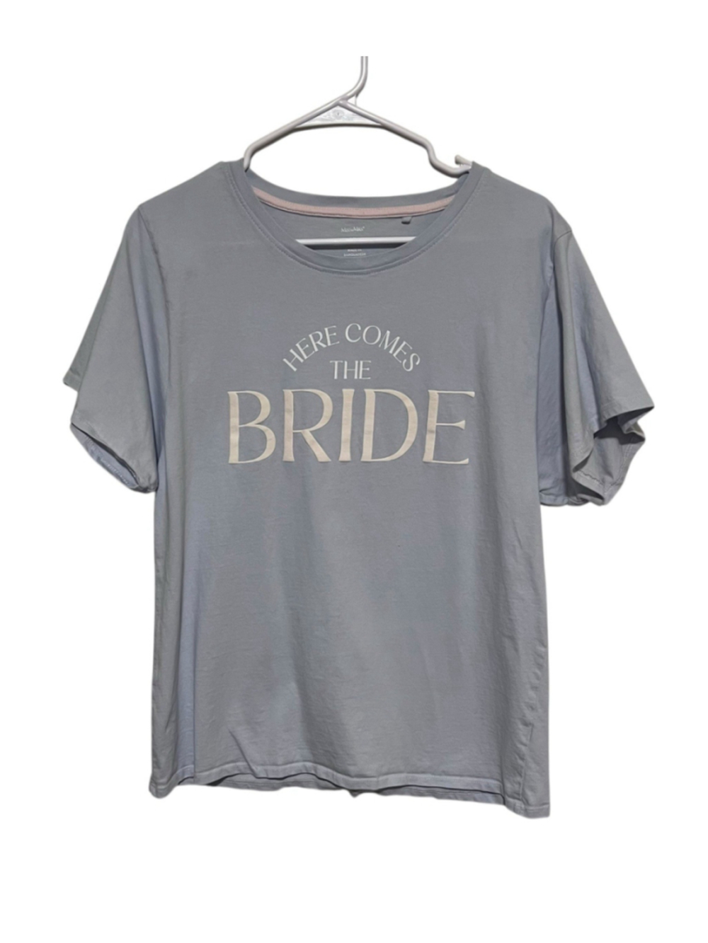 Here Comes The Bride T-Shirt Womens XL Blue White Wedding Engagement Miss to Mrs